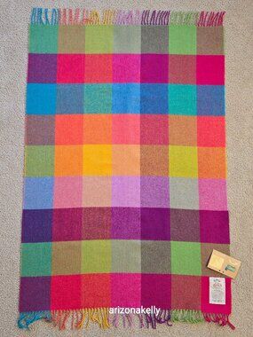 NWT Avoca Lambswool Throw Lap Blanket/Baby Wrap Multicolor Herringbone Ireland